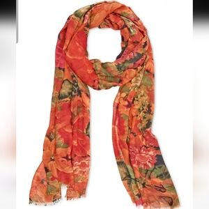 Patricia Nash Orange Floral Lightweight Wrap Scarf